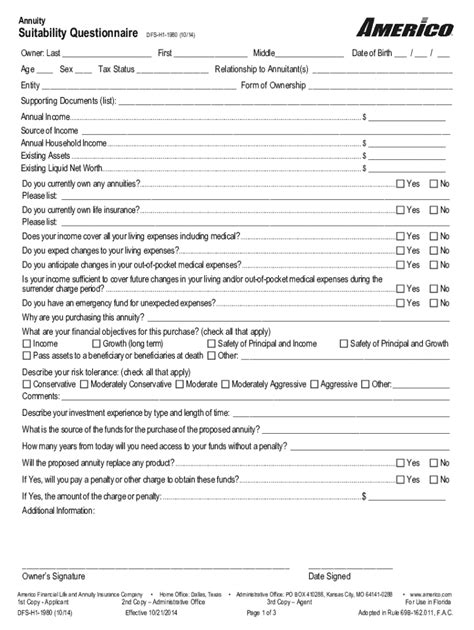 Fillable Online Florida Suitability Annuity Forms Fax Email Print