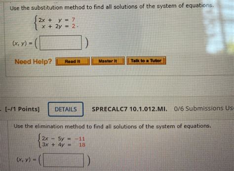 Solved Use the substitution method to find all solutions of | Chegg.com 
