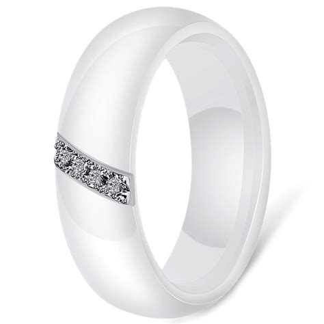 Bague Dome Anneau Ceramique Blanche Zirconium BijouxStore Webid 130