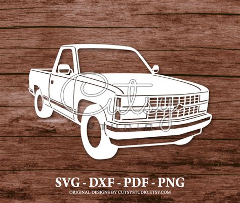 SVG Chevy K 1500 Pickup Truck 1992 Silhouette Cut Files Etsy