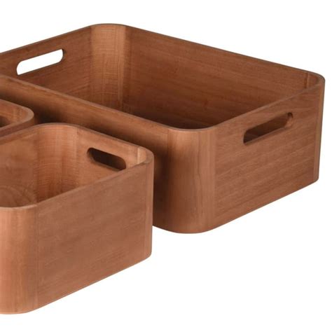 Set De 3 Paniers De Rangement En Bois De Palownia Maisons Du Monde