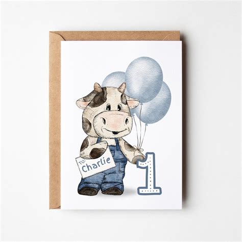 Printable Cow Birthday Card Etsy