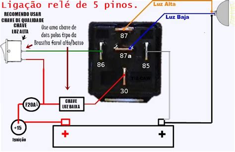 Curiosidades Automotivas Esquema ligação relé 5 pinos para farol