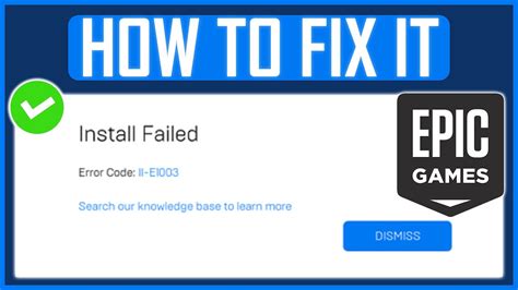 EPIC GAMES ERROR CODE II E1003 NEW How To Fix Epic Games Install