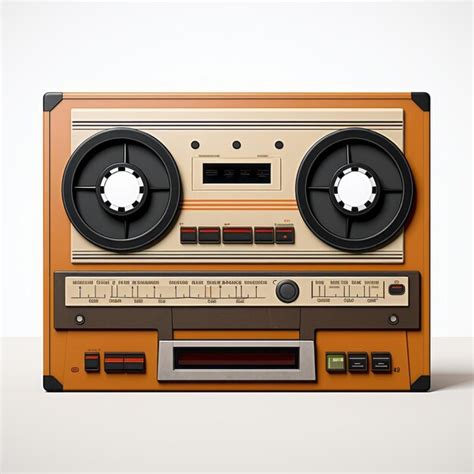 vintage cassette recorder  vintage orange tape design premium ai