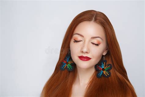 Woman Orange Hair Stock Image Image Of Caucasian Cute 107225351