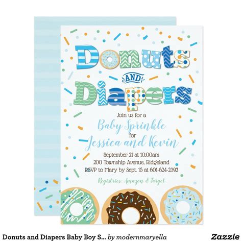 Donuts And Diapers Baby Boy Sprinkle Or Shower Invitation Zazzle