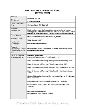 Fillable Online Campbelltown Nsw Gov JOINT REGIONAL PLANNING PANEL