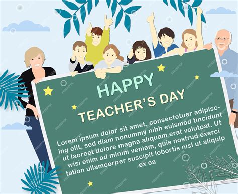 Premium Vector | Hand drawn flat teachers day poster template