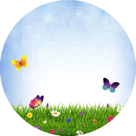 Grass And Flowers Ball Green Nature Banner Vector Green Nature