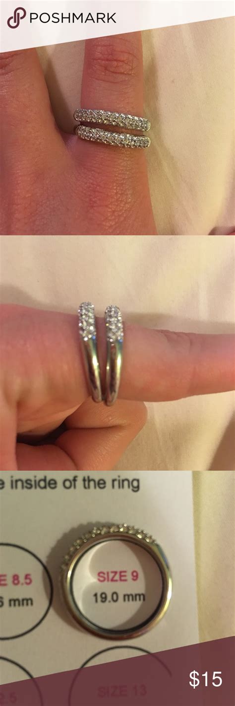 Avon Rings 2 Diamonds Silver Set Elegant 💍 Size 9 Avon Rings 2 Diamonds