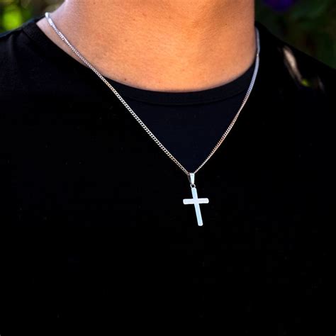 Men's Silver Cross Pendant Necklace - Men's Silver Necklace ...