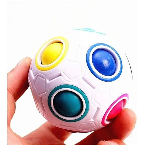 Kit 4 Cubo Mágico Bola Fidget Toy Puzzle Rainbow Ball Anti Estresse