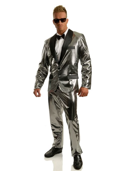 Silver Disco Ball Tuxedo Men's Costume