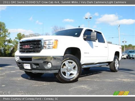 Summit White 2011 Gmc Sierra 2500hd Slt Crew Cab 4x4 Very Dark