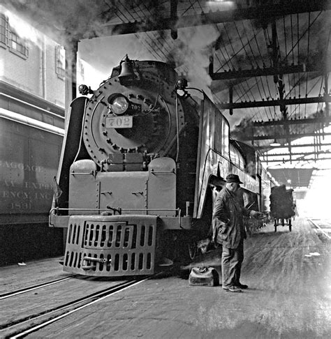 A Wabash Railroad Engineer Stands Next To His 4 6 4 No 702 At Chicago