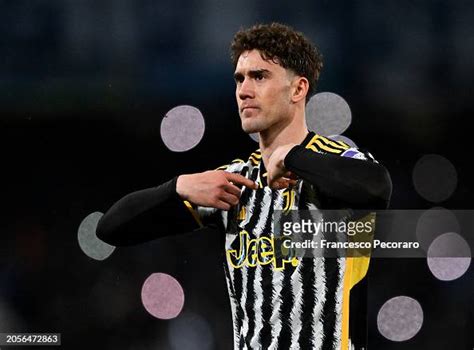 Dusan Vlahovic Of Juventus Reacts Towards The Juventus Fans After The