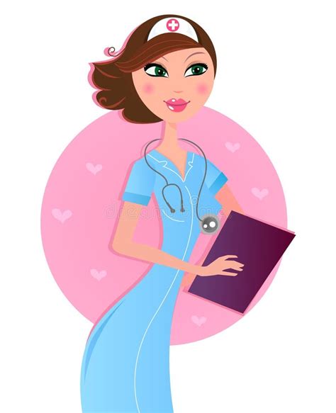 Smiling Brown Hair Nurse Stock Vector Illustration Of Clipart 18593699