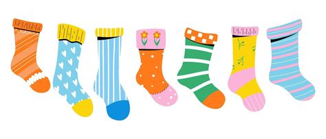 Baby socks with cute patterns and textures. Vector graphics. 38555703 ...