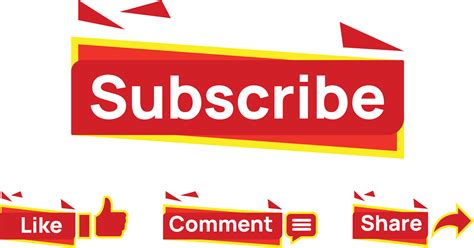 Youtube Subscribe Like Comment And Share Button Vector Art At