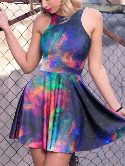 Galaxy Rainbow Reversible Skater Dress Hr Ww Only Aud By Black