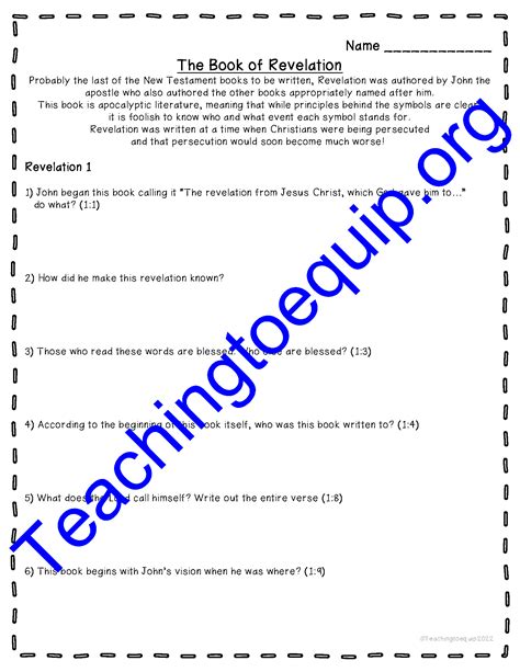 Revelation Bible Study Questions CH 1 11 Made By Teachers