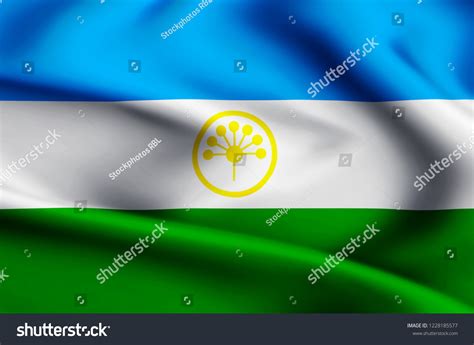 Bashkortostan Modern Realistic Closeup Flag Illustration Stock