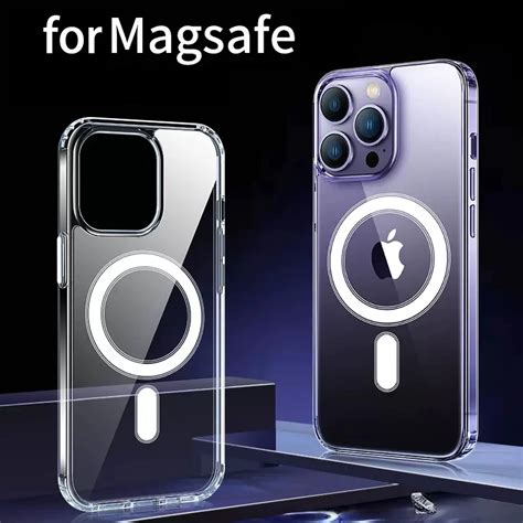 Funda magnética Ultra transparente para iPhone 15 14 13 12 11 Pro