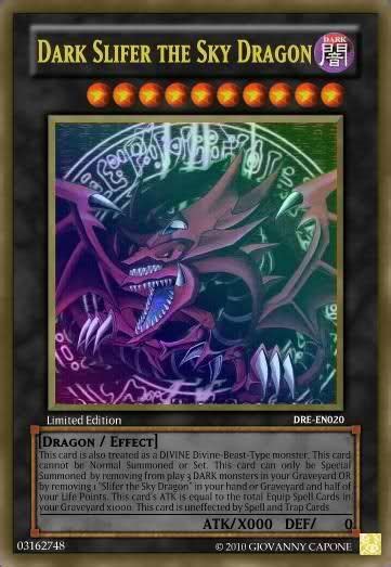 Dark Slifer The Sky Dragon Yu Gi Oh Fiction Card Custom Yugioh Cards