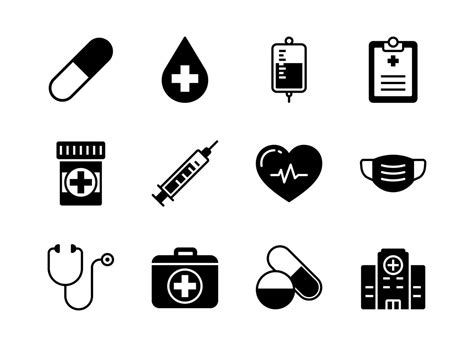 Medical And Healthcare Icon Set Glyph Style 1858440 Vector Art At Vecteezy