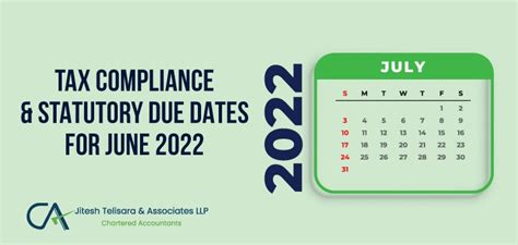 Tax Compliance And Statutory Due Dates For June 2022 Blog