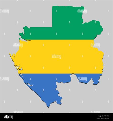 Mapa De Gabón Con Bandera Nacional Ilustración Vectorial Imagen Vector