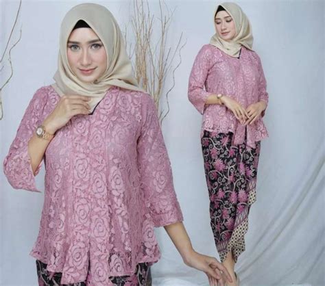 Promo Setelan Kebaya Modern Kutubaru Floy Brokat Pink Dan Warna Lainnya