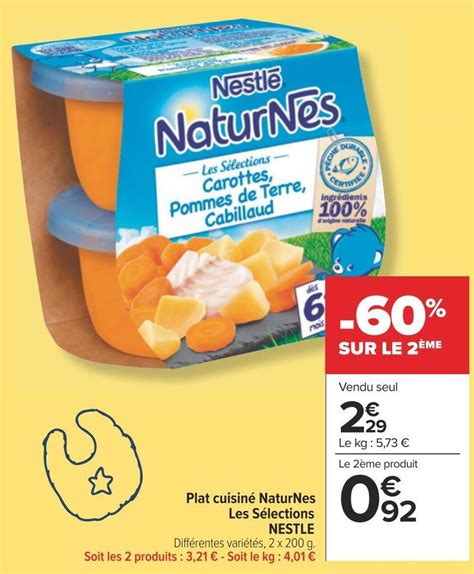 Promo Nestle plat cuisiné naturnes les sélections chez Carrefour