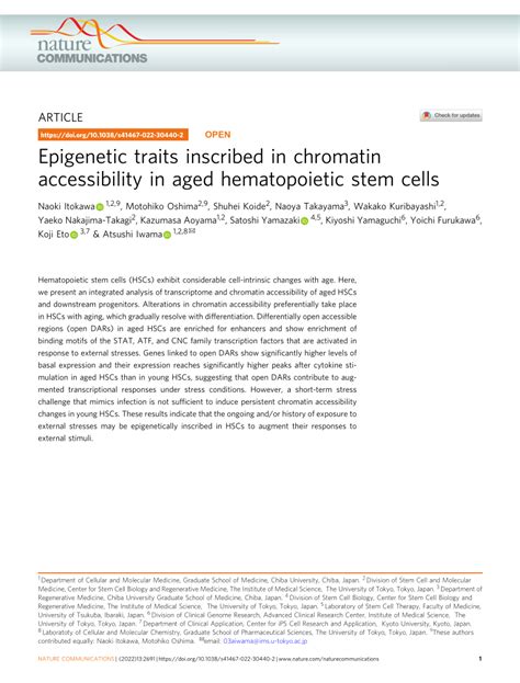 Pdf Epigenetic Traits Inscribed In Chromatin Accessibility In Aged