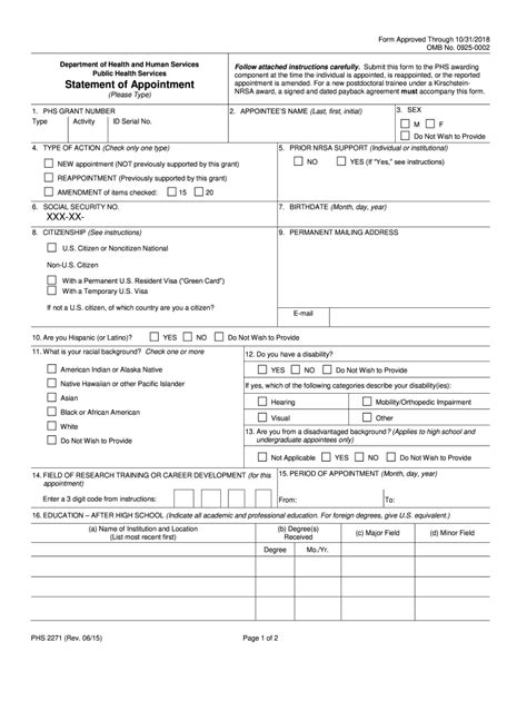 HHS PHS 2271 2012 Fill And Sign Printable Template Online US Legal