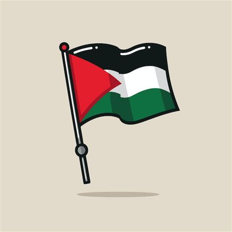 Premium Vector Palestine Flag Flies On A Pole Symbol Of Palestinian