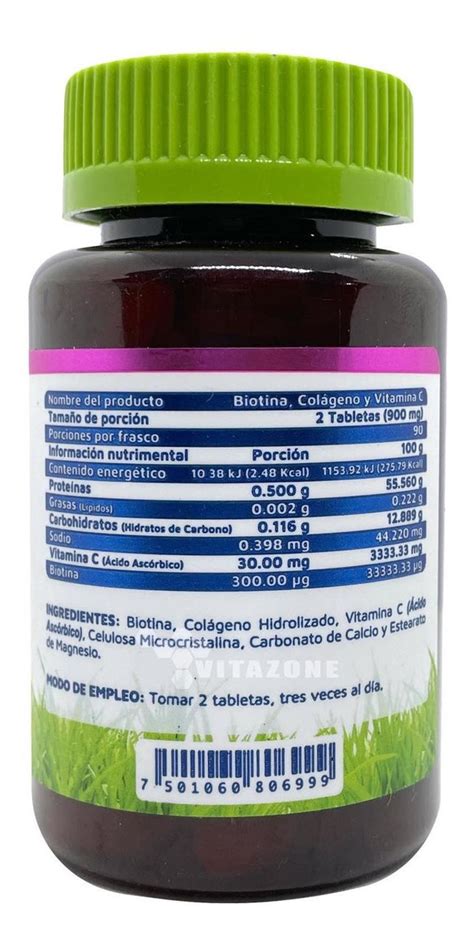 Biotina Colágeno Y Vitamina C 180 Tabletas Vidanat 5 Frasco Mercado