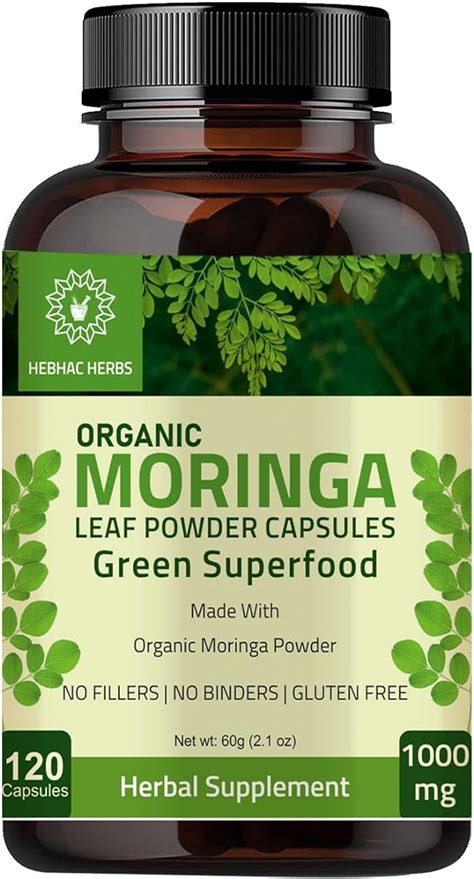 Organic Moringa Capsules 120 Capsules 1000mg Organic Moringa Oleifera