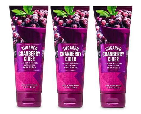 Bath Body Works Sugared Cranberry Cider Ultra Shea Body Cream 8 Oz X3