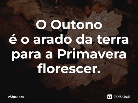 ⁠o Outono é O Arado Da Terra Para A Pádua Dias Pensador