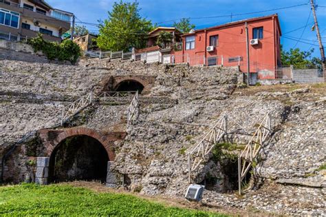 A View Towards Entrances Into The Roman Amphitheatre In Durres Albania