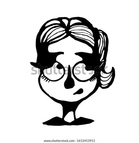 Black Ink Cartoon Charactervector Illustration Isolated Stock Vector