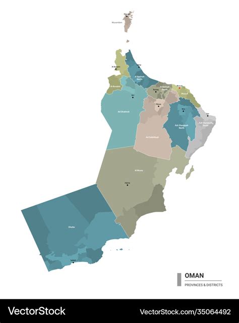 Oman Higt Detailed Map With Subdivisions Vector Image