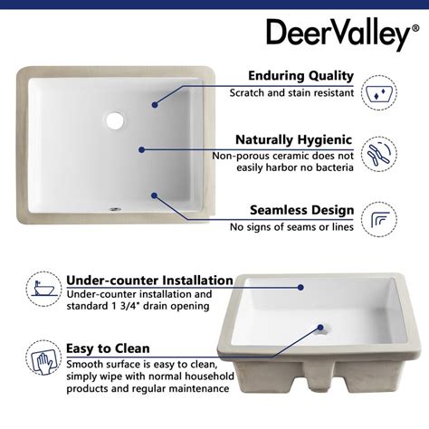 Deervalley Dv 1u201 20 L X 16 W White Ceramic Rectangular Undermount