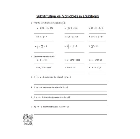 Substitution Of Variables In Equations Worksheet Worksheets Library