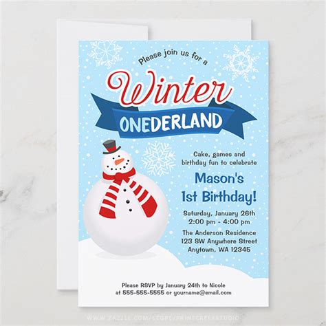 Snowman Boy Winter Onederland St Birthday Invitations Print Creek