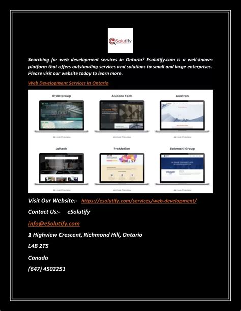 Ppt Web Development Services In Ontario Esolutify Powerpoint