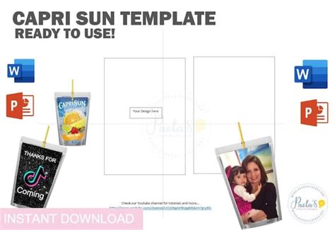 Capri Sun Juice Label Template Juice Pouch Template Diy Etsy