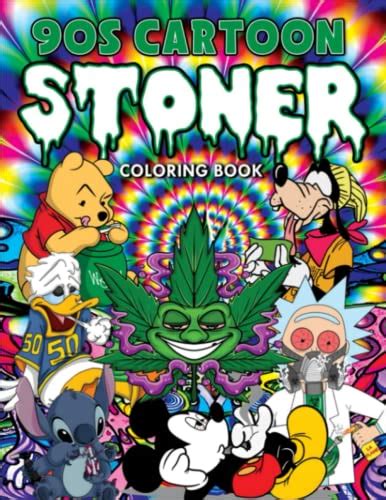 90s Cartoon Stoner Coloring Book Weed Coloring Book With 30 Trippy Psychedelic Colouring